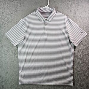 Maelreg Performance Polo Shirt Men XL Short Sleeve‎ Stretch Purple White Striped